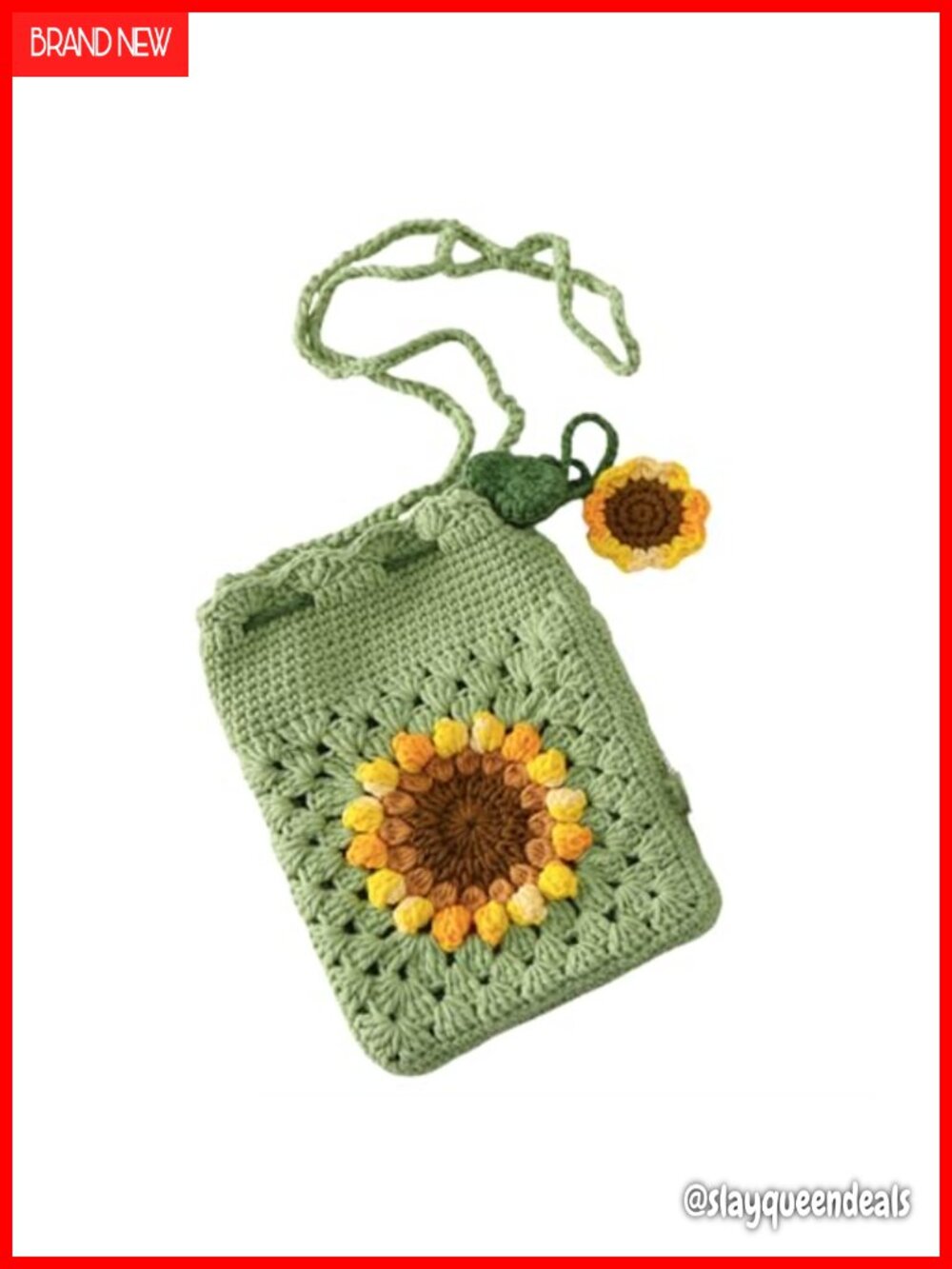 Handmade Sunflower Crochet Shoulder Bag Woven Floral Clutch Crossbody Purse